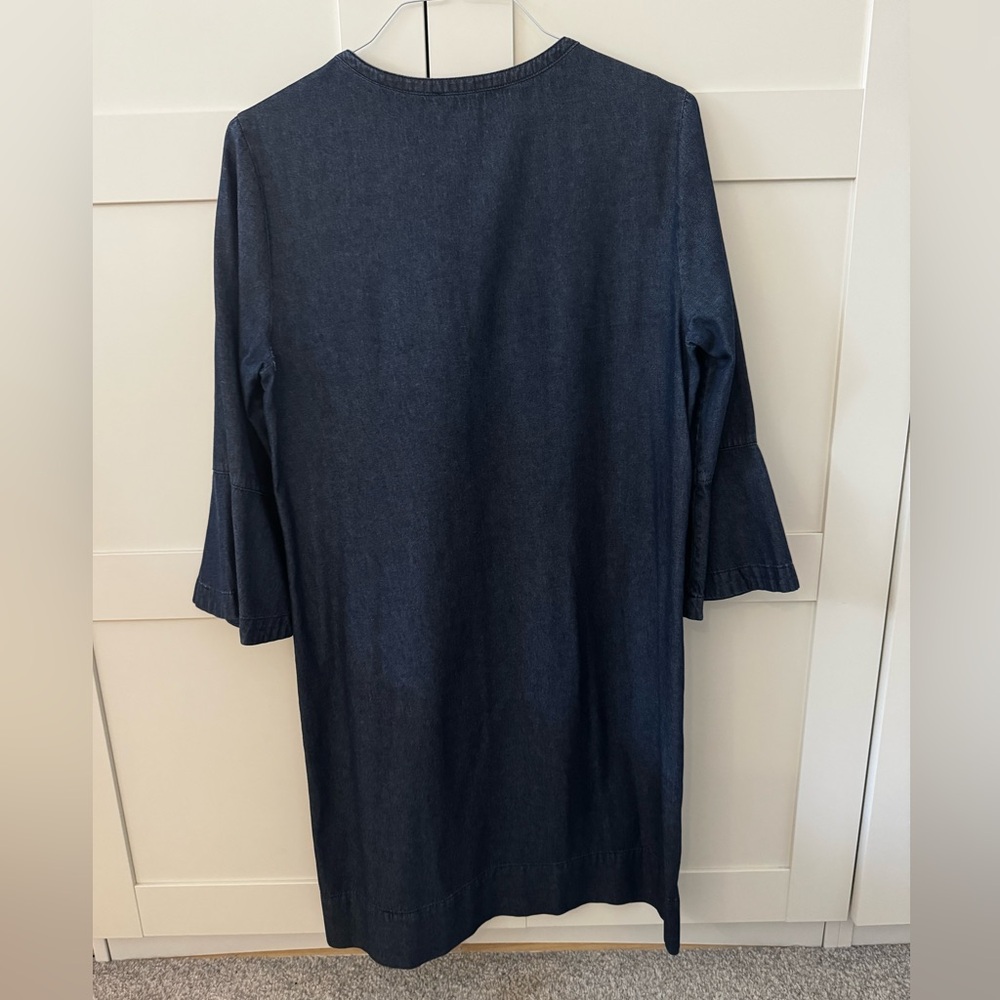 Draper James Dark Blue Denim Ruffle Sleeve Dress - Picture 10 of 12